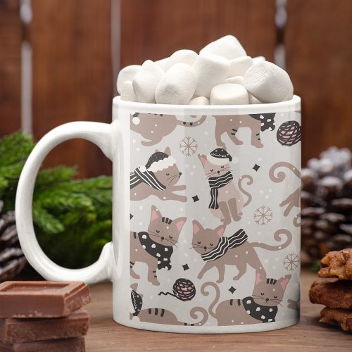Cute Festive Cat Christmas Pattern Kitchen Coffee Mug