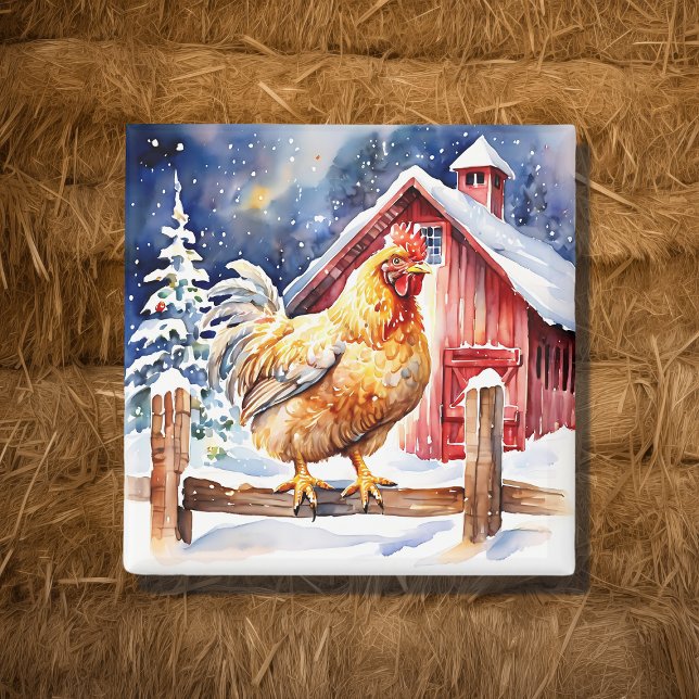 Cute Festive Chicken Christmas  Magnet (Creator Uploaded)