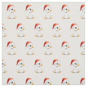 Cute Festive Christmas Baby Goose with Santa Hat Fabric
