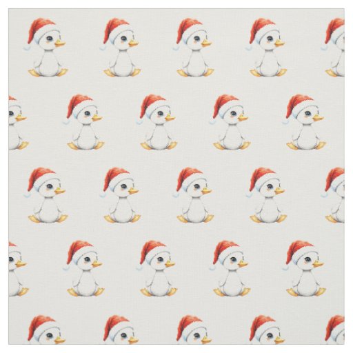 Cute Festive Christmas Baby Goose with Santa Hat Fabric