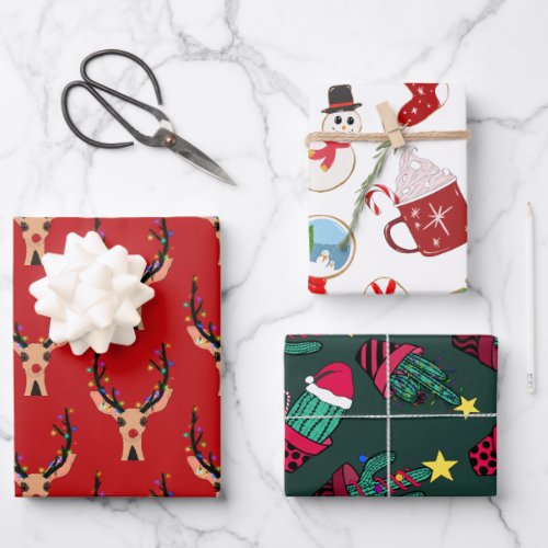 Cute Festive Christmas Character Illustration Pack Wrapping Paper Sheets