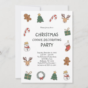 Cute Festive Christmas Cookie Decorating Party Invitation