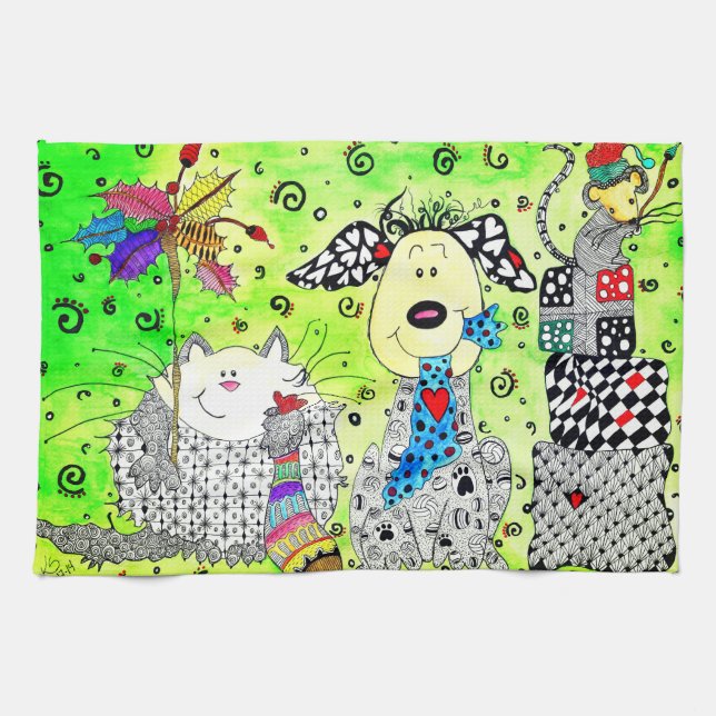  Cute Festive Christmas Critters Kitchen Towel (Horizontal)