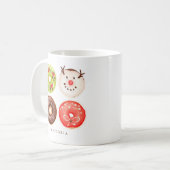 Cute Festive Christmas Donuts Personalized Coffee Mug (Front Left)