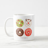Cute Festive Christmas Donuts Personalized Coffee Mug (Left)