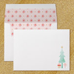 Cute Festive Christmas Envelope<br><div class="desc">A simple modern and pretty Christmas Envelope. A christmas tree with presents decorates the front of this contemporary red and pink and gold snowflake pattern decorates the inside of the envelope. It coordinates with the Oh What Fun Christmas Collection. Designed for you by blackberry Boulevard.</div>