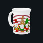 Cute Festive Christmas Gnomes   Beverage Pitcher<br><div class="desc">Hand drawn Christmas Gnomes red and green festive holiday pitcher.</div>