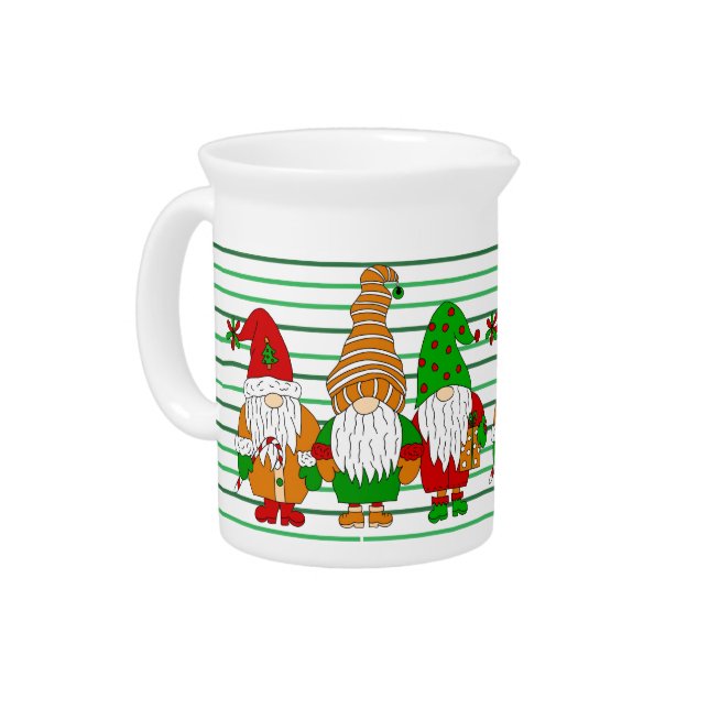  Cute Festive Christmas Gnomes  Beverage Pitcher (Left)