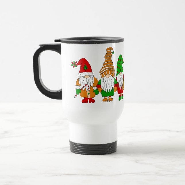  Cute Festive Christmas Gnomes     Travel Mug (Left)