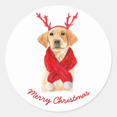 Cute Festive Christmas Labrador Puppy Classic Round Sticker