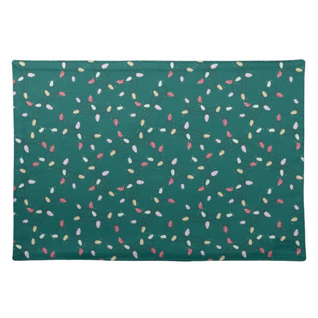 Cute Festive Christmas Lights Pattern Cloth Placemat (Front)