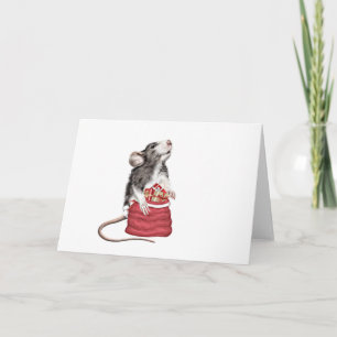 Cute Festive Christmas rat Card