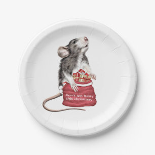 Cute Festive Christmas rat Paper Plates