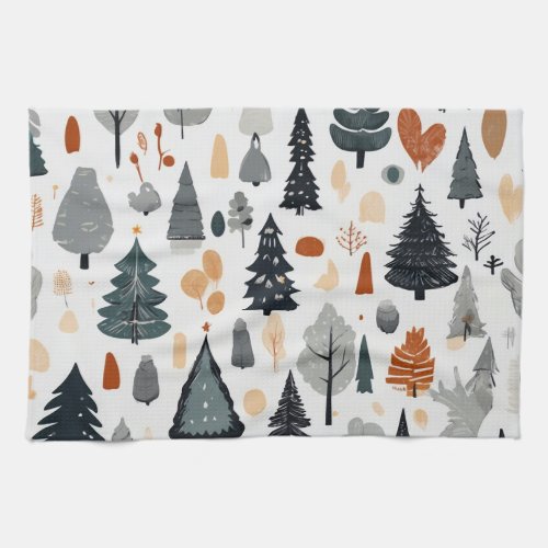 Cute Festive Christmas Tree Pattern Holiday  Kitchen Towel