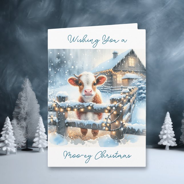 Cute Festive Cow Card Personalized Christmas (Creator Uploaded)