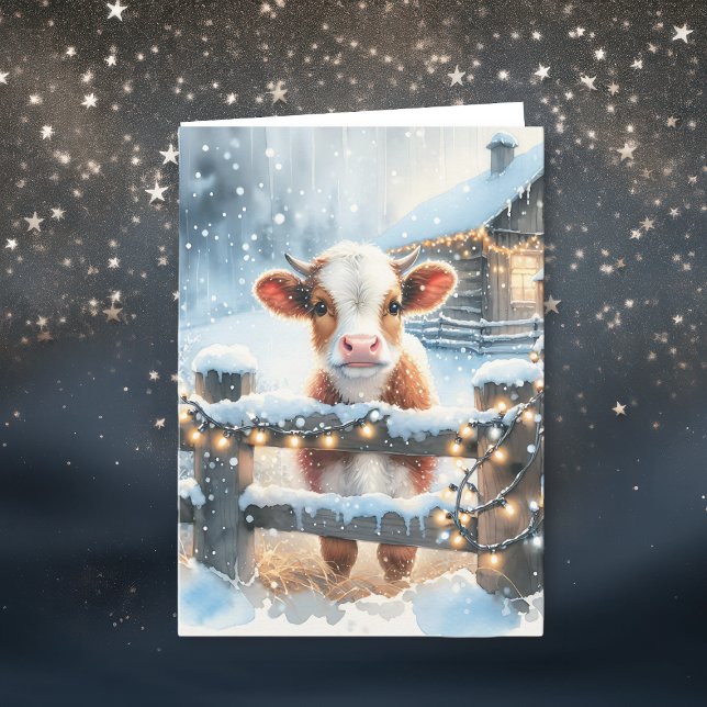 Cute Festive Cow Card Personalized Christmas (Creator Uploaded)