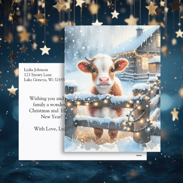 Cute Festive Cow Card Personalized Christmas (Creator Uploaded)