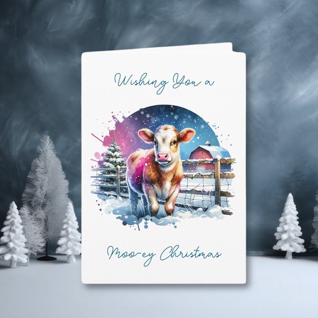 Cute Festive Cow Card Personalized Christmas (Creator Uploaded)