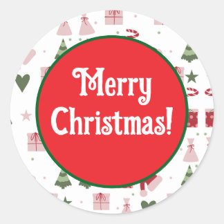 Cute festive editable Merry Christmas Classic Round Sticker