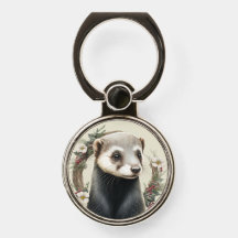 Cute Festive Ferret Phone Ring Stand