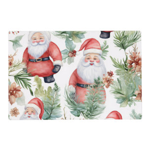 Cute Festive Floral Christmas Santa Placemat