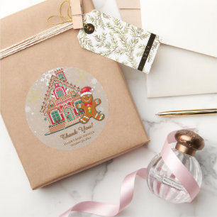 Cute Festive Gingerbread House Baby Shower Classic Round Sticker