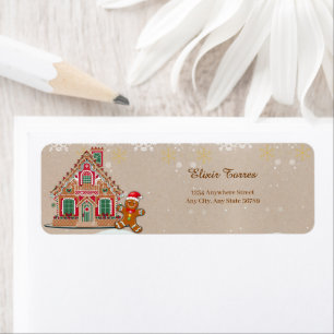Cute Festive Gingerbread House Baby Shower Label