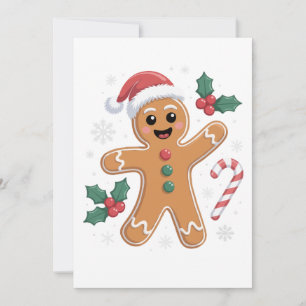 Cute Festive Gingerbread Man Christmas Cookie Invitation