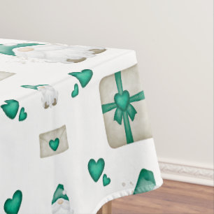 Cute Festive Green Christmas Gnome Tablecloth
