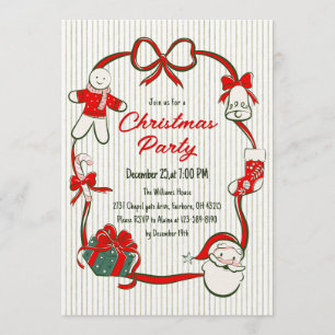 Cute Festive Hand Drawn Doodles Christmas Party Invitation