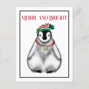 Cute festive holiday christmas Penguin  Postcard