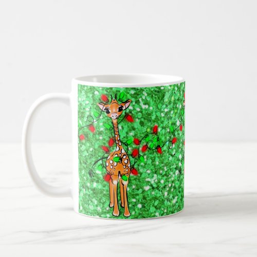 Cute festive Holiday Giraffe twinkle lights Coffee Mug