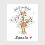 Cute festive Holiday Giraffe twinkle lights Sticker