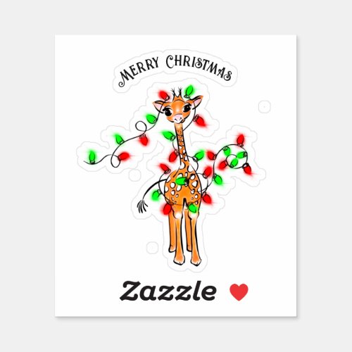 Cute festive Holiday Giraffe twinkle lights Sticker