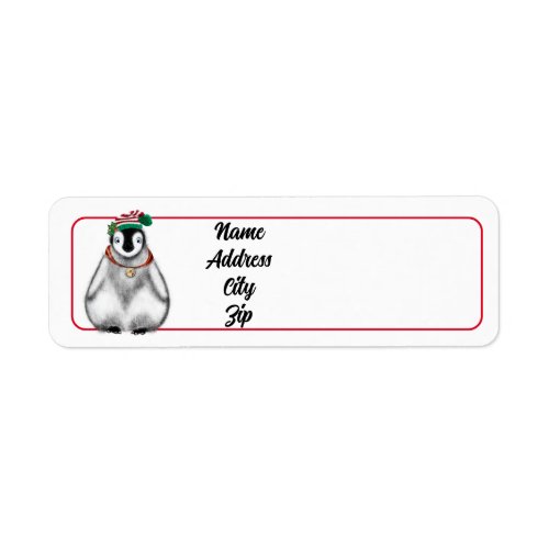 Cute festive holiday Penguin  Label