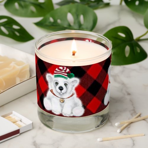 Cute festive holiday Polar bear glitter snowflake Scented Candle