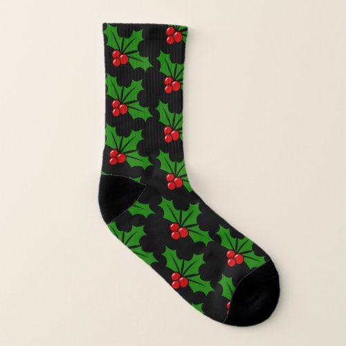 Cute Festive Holly Christmas Socks