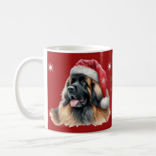 Cute Festive Leonberger Santa Mug (Left)