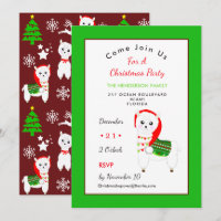 Cute Festive Llama Christmas Party Celebration