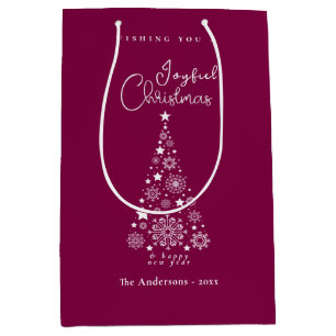 Cute Festive Magenta Christmas Medium Gift Bag
