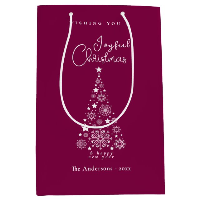 Cute Festive Magenta Christmas  Medium Gift Bag (Front)