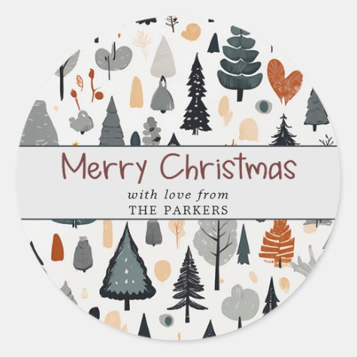Cute Festive Merry Christmas Holiday  Classic Round Sticker