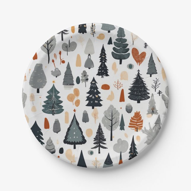 Cute Festive Merry Christmas Holiday  Paper Plates (Front)
