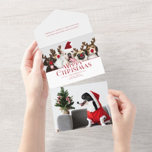 Cute Festive Merry Christmas Typography  Photo All In One Invitation