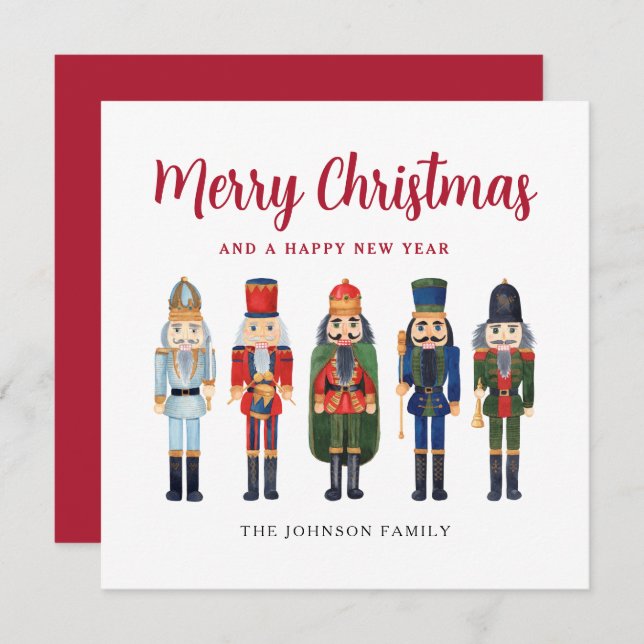 Cute Festive Nutcracker Merry Christmas Holiday Card (Front/Back)