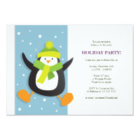 Cute Festive Penguin | Holiday Party Invitation