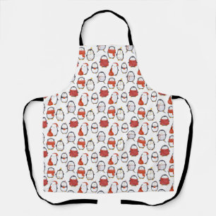 Cute Festive Penguins Pattern Christmas Apron
