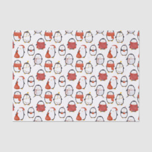 Cute Festive Penguins Pattern Christmas Tissue Paper