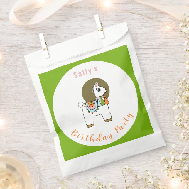Cute festive pinata llama BIrthday party Favor Bag (Clipped)