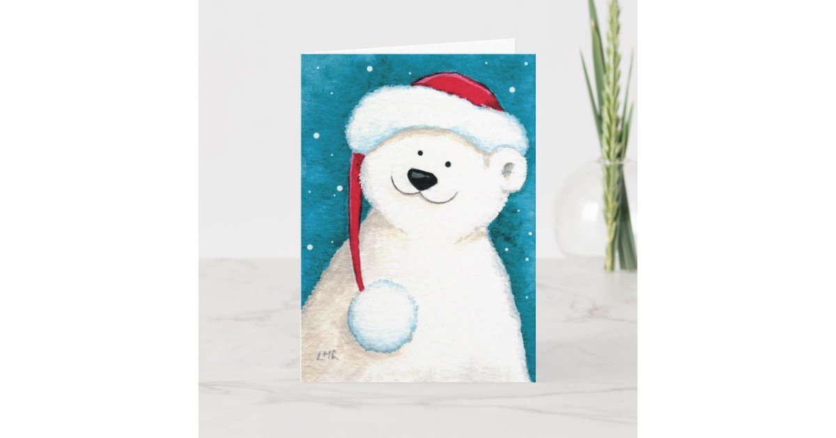 Cute Festive Polar Bear Christmas Card Zazzle